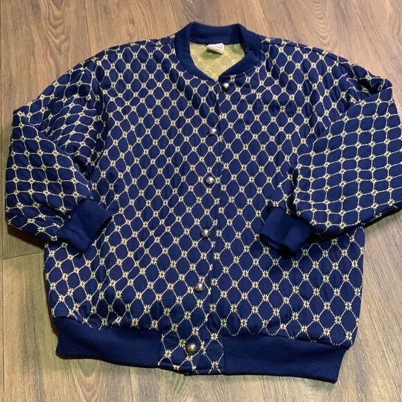 Graff Jackets & Blazers - Vintage Graff California wear blue & gold sweater jacket